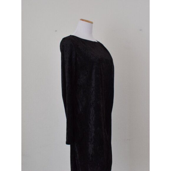 Vintage 90s Black Velvety Dress by Curations size M - Picture 4 of 9